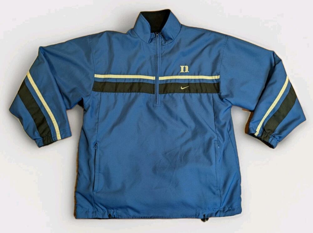 Nike Duke Blue Devils Jacket Mens L Team Pullover 1/2 Zip NCAA Blue Windbreaker